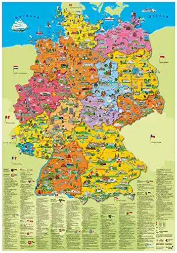 Deutschlandkarte druckbunt Erlebniskarte „Deutschland Politisch“