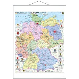 Deutschlandkarte Stiefel Deutschland politisch mit Wappen – Wandkarte