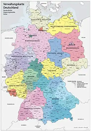 Deutschlandkarte Wandkalender-Shop.de XXL DIN B1 (1000 x 700 mm)