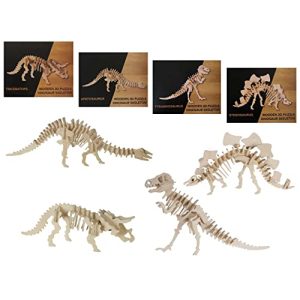 Dinosaurier-Skelett Bada Bing 4er Set Naturholz 3D Kinder Puzzle Dino