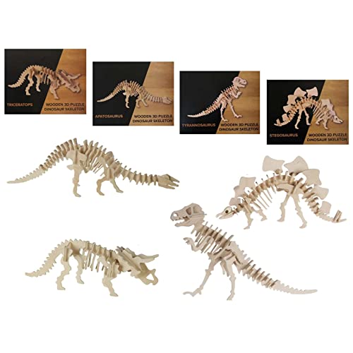 Die beste dinosaurier skelett bada bing 4er set naturholz 3d kinder puzzle dino Bestsleller kaufen