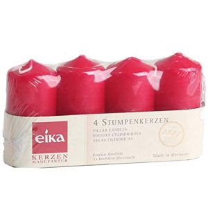 Eika-Kerzen Eika Stumpenkerze, Paraffin Wax, Rot, 8 X 4 cm