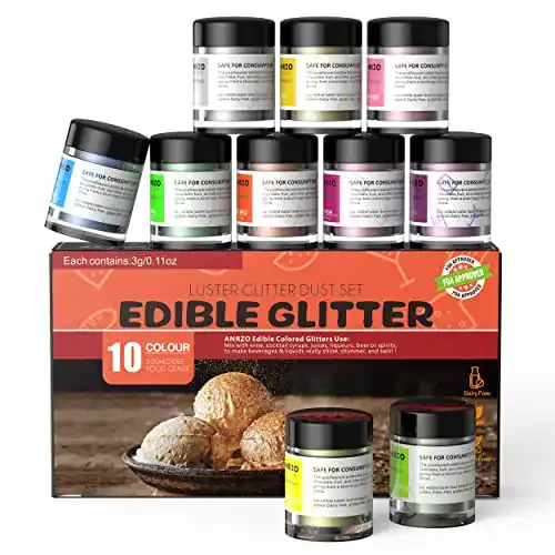 Essbarer Glitzer ANRZO , Glitzerpuder für Getränke, Kuchenstaub