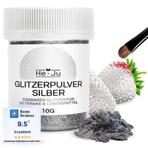 Essbarer Glitzer He-Ju Glitzerpulver Silber essbar
