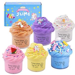 Fluffy Slime Uolor 6 Pack Set Kinder, Stressabbau Kreativ DIY