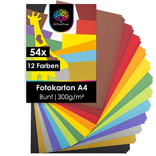 Die beste fotokarton officetree 54 x bastelkarton a4 300g 12 farben Bestsleller kaufen