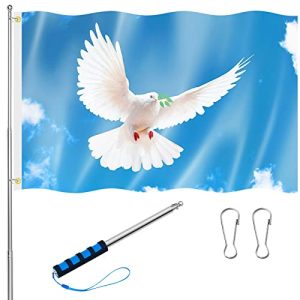 Friedensfahne Tatuo 150 x 90 cm Tauben Gartenflagge Blaue Himmel