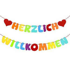 Girlande BHGT Herzlich Willkommen Banner Welcome mit Herzen