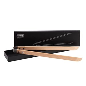Grillzange Holz VIAMO ® Premium 42 cm aus Buchenholz und Edelstahl