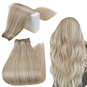 Hair Wefts RUNATURE Human Hair Weft Extensions Ash Blonde