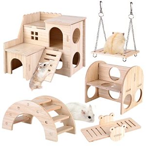 Hamster-Spielzeug Vegena 5 Stück Spielzeug für Hamster aus Holz