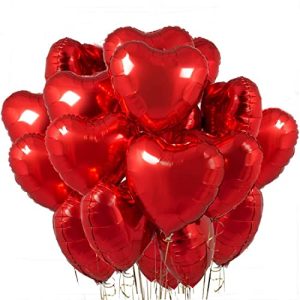 Herzluftballons O-Kinee Herz Folienballon rot,20 Stück Herz Helium