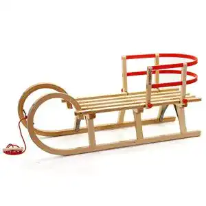 Holzschlitten mit Lehne