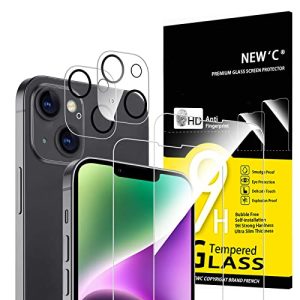 iPhone 14 tempered glass NEW'C 4 pieces, 2 x tempered protective glass