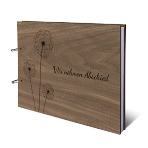 Kondolenzbuch Kartenmachen.de Nussbaum Holz Cover inkl. 72 Blatt