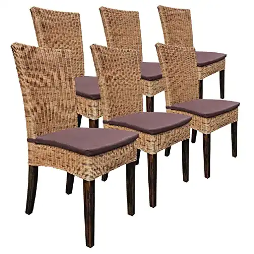 Korbstuhl casamia Esszimmer Stühle Set 6 Stück Rattanstühle