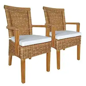 Korbstuhl casamia Esszimmer Stühle Set mit Armlehnen 2 Stück