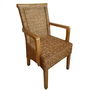 Korbstuhl casamia Esszimmer Stuhl mit Armlehnen Rattanstuhl Capuccino