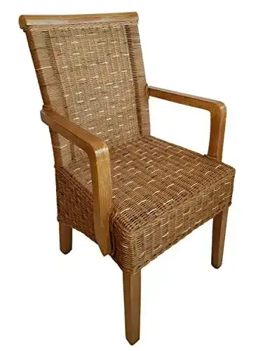 Korbstuhl casamia Esszimmer Stuhl mit Armlehnen Rattanstuhl Capuccino