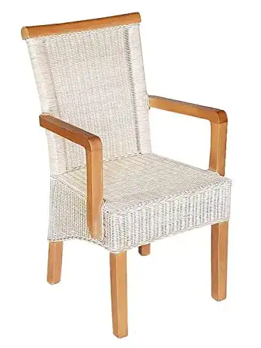Korbstuhl casamia Esszimmer Stuhl mit Armlehnen Rattanstuhl weiß
