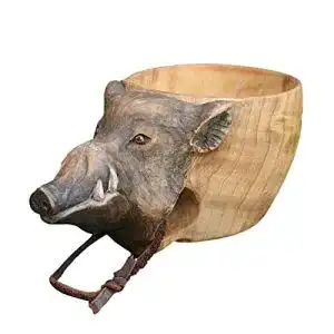Kuksa fllyiingu handgeschnitzter Holzbecher guksi Tierkopfbecher