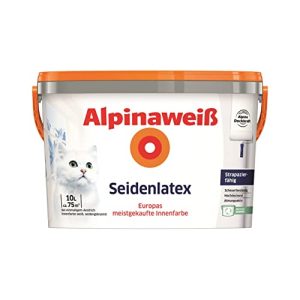 Latexfarbe Seidenglanz Alpina weiß Seidenlatex 10 Liter