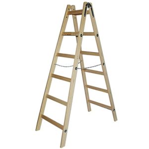 Leiter Systafex ® Doppelstufen Maler Elektriker Steh Holz (6 Stufen)