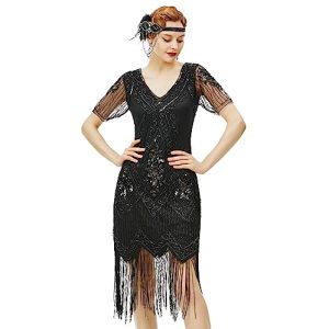 Short evening dress BABEYOND 1920s dress women's flapper dress with short