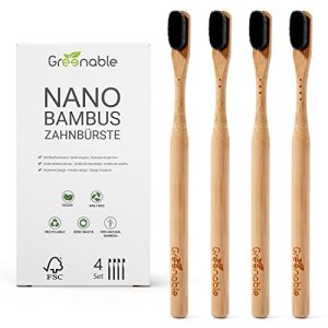 Aktivkohle-Zahnbürste Greenable ® Nano Bambus 4er