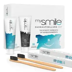 Aktivkohle-Zahnbürste mysmile Zahnpasta und Zahnbürste Set
