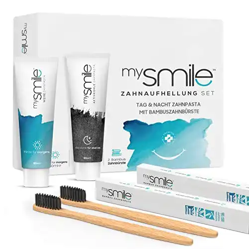 Aktivkohle-Zahnbürste mysmile Zahnpasta und Zahnbürste Set