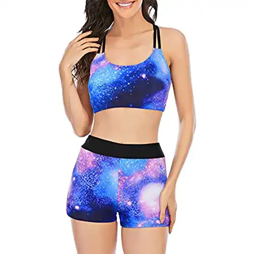 Bikini High Waist Hanraz Tankini Set mit Hot Pants Einfarbig