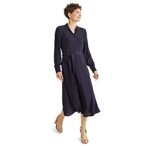 Blusenkleid C&A Damen Kleid Midi Regular Fit Kleider dunkelblau