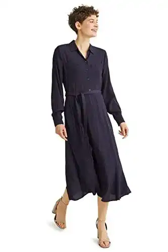 Blusenkleid C&A Damen Kleid Midi Regular Fit Kleider dunkelblau