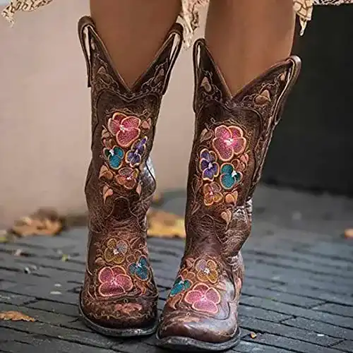 Cowboy Stiefel Damen BBOOY Westernstiefel für Damen,