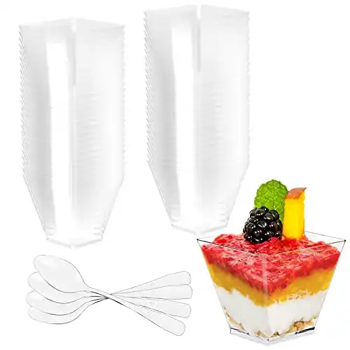 Dessertgläser Newaner 50 stück mit Löffeln plastik 2oz/60ML,