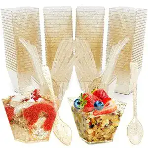 Dessertgläser XISUN Desserttasse Plastik 60ML Mini Quadratisch