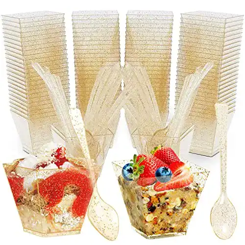Dessertgläser XISUN Desserttasse Plastik 60ML Mini Quadratisch