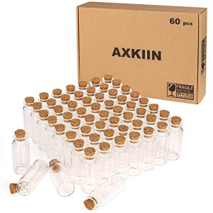 Glasfläschchen AXKIIN 60 Stück Mini mit Korken 20ml