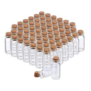 Glasfläschchen Relaxdays, transparent mit Korken, 60 Stück, Mini