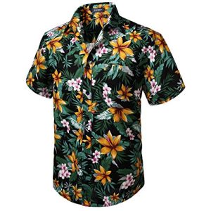Hawaiihemd HISDERN Herren Funky Blumenhemden Kurzarm