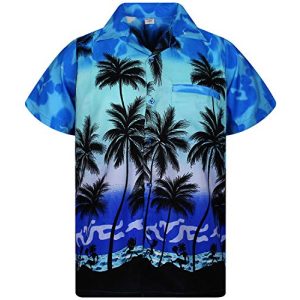 Hawaiihemd V.H.O. Funky , Kurzarm, Beach, monoblau, L