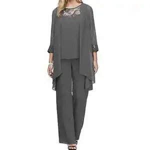 Hosenanzug godoboo Damen 3 Teiliges Set Spitze Chiffon
