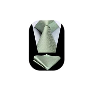 Krawatte HISDERN Salbeigrün Herren mit Einstecktuch Hochzeit