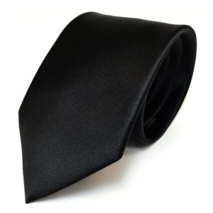 Krawatte TigerTie Designer Satin in schwarz einfarbig uni