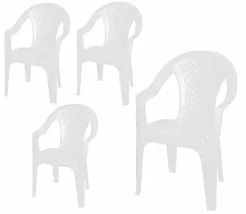Monoblock-Stuhl LCSA Gartenstuhl Rattan Optik-4er Set weiß