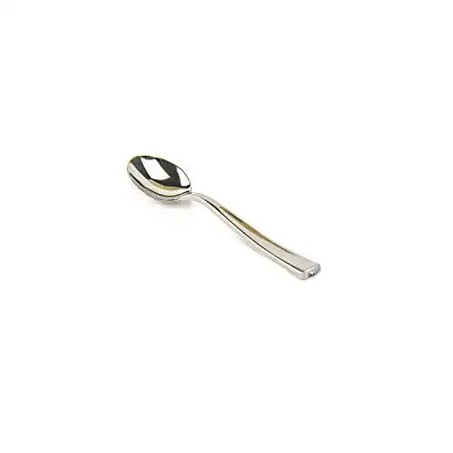 Plastiklöffel Silverkitchen 100x Kunststofflöffel Silber 13cm