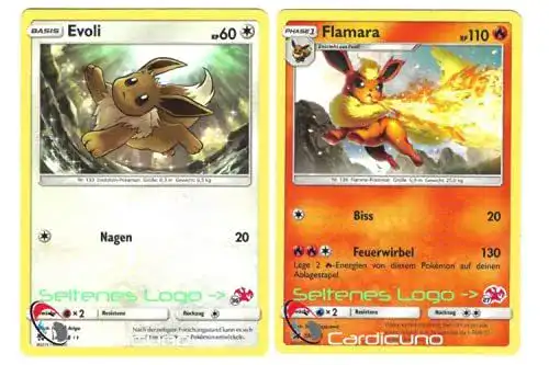 Pokémon-Karten generisch Evoli & Flamara Set 49/68 + SM186