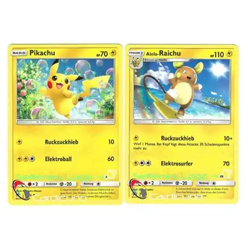 Pokémon-Karten generisch Pikachu & Alola-Raichu Set 19/68