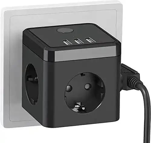 Steckdosenwürfel ohne Kabel HITRENDS Steckdosenwürfel mit USB